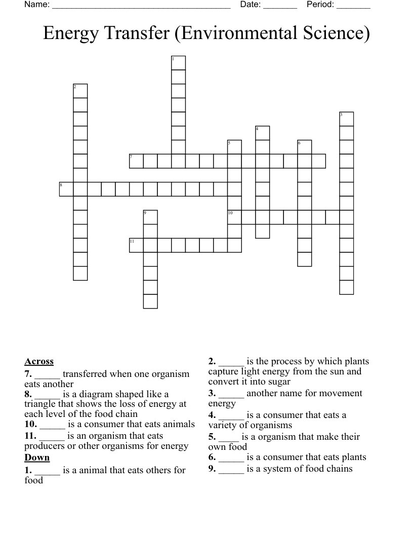 Energy Transfer (Environmental Science) Crossword