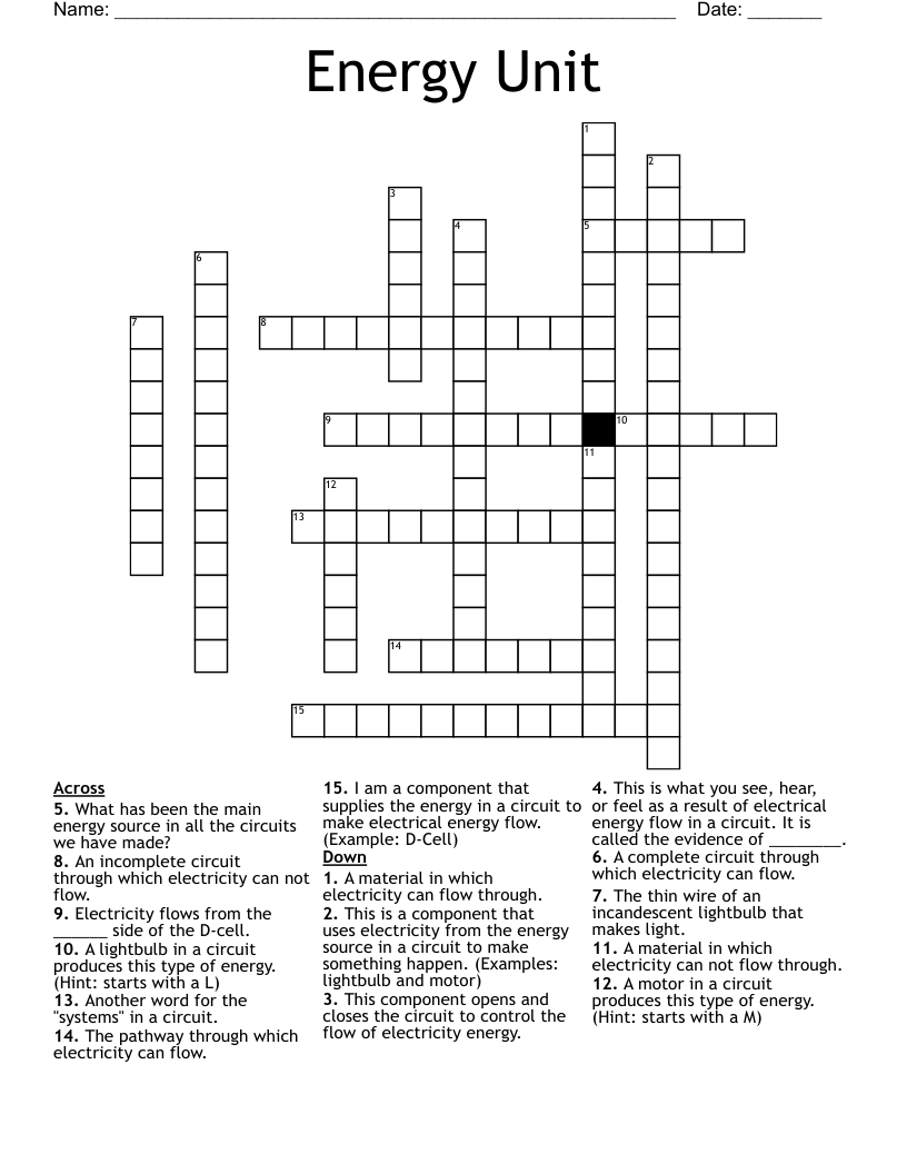 Energy Unit Crossword
