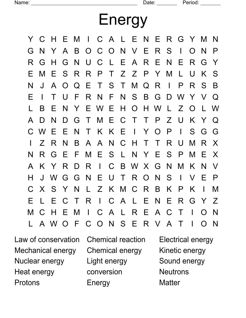 Energy  Word Search