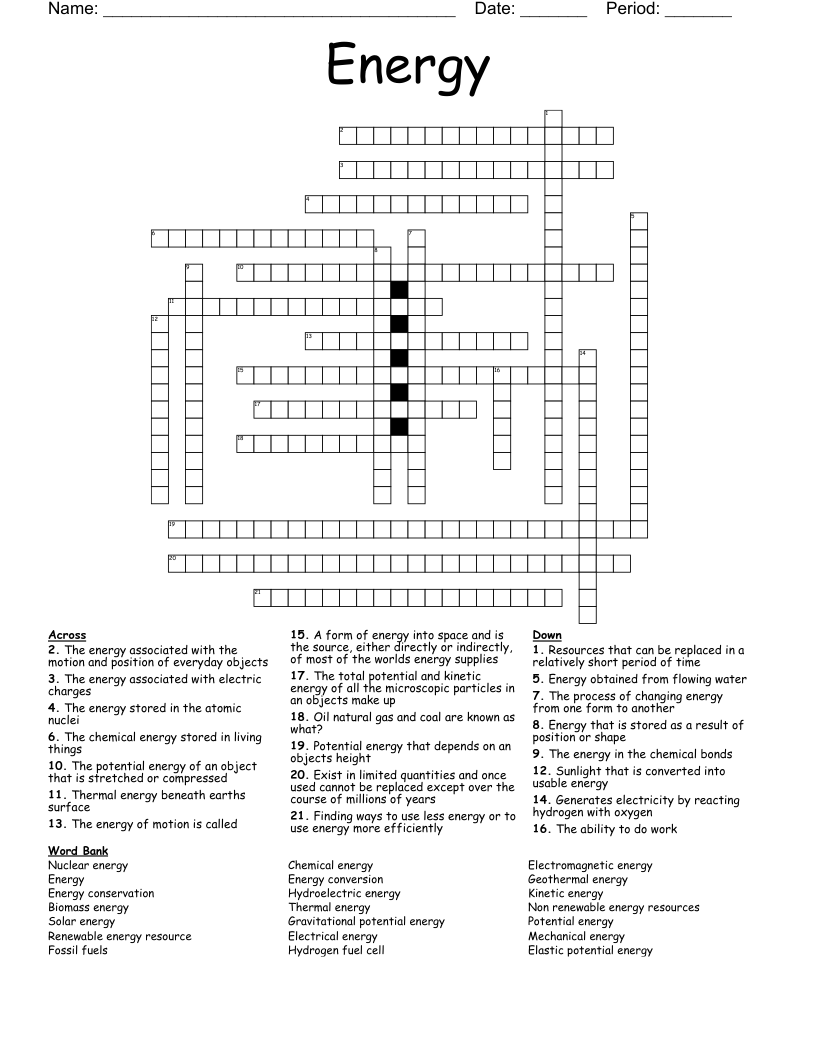 Energy  Crossword