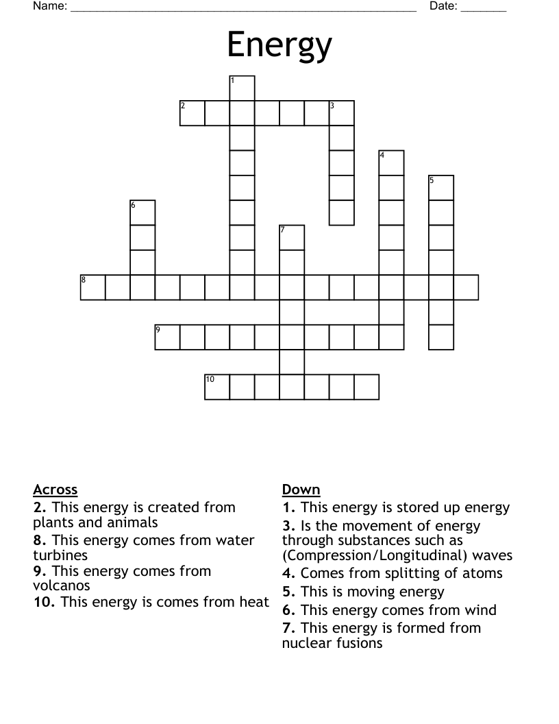 Energy  Crossword