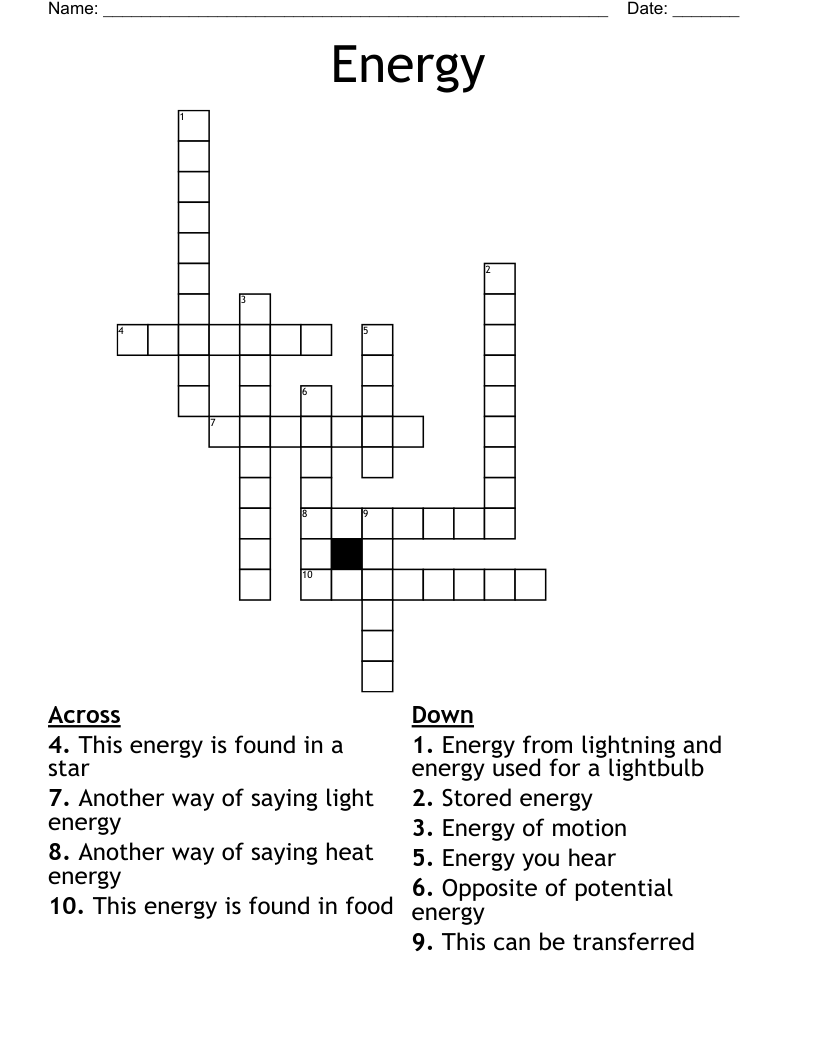 Energy  Crossword