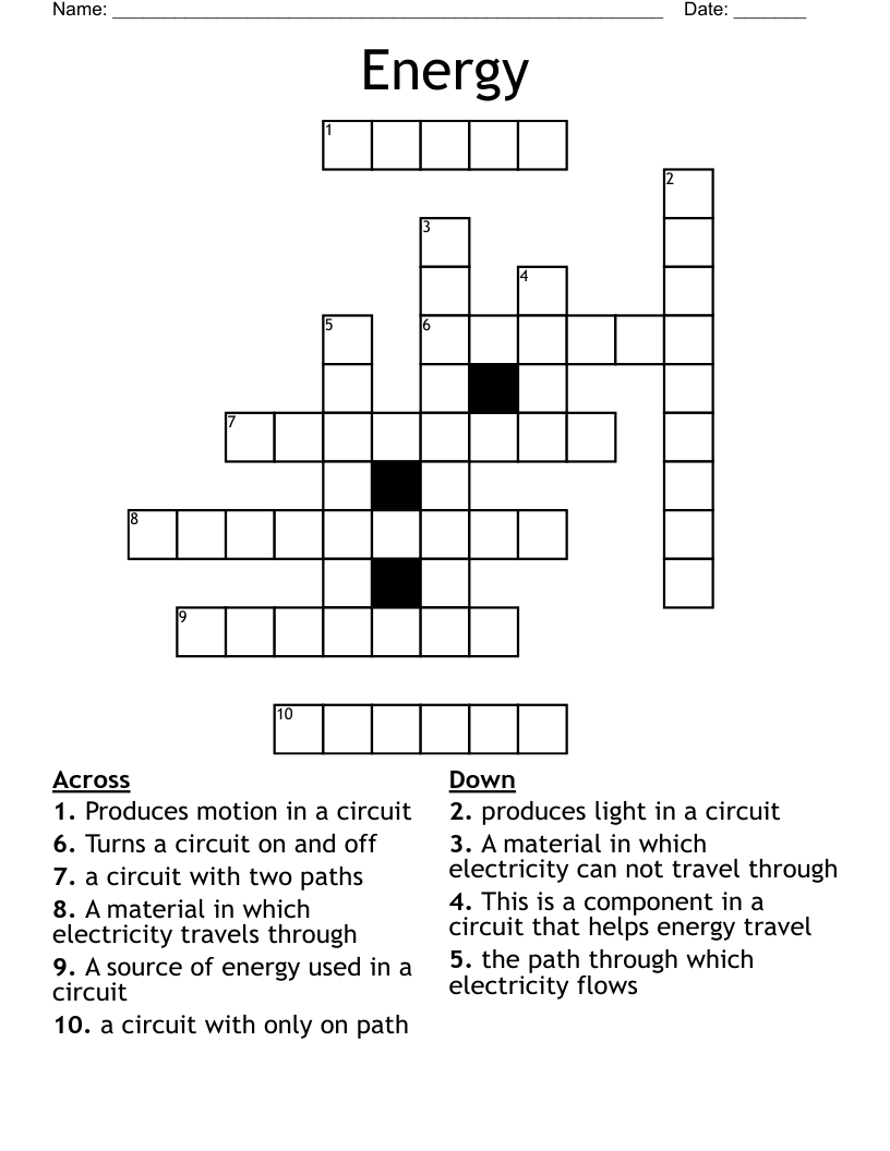 Energy  Crossword
