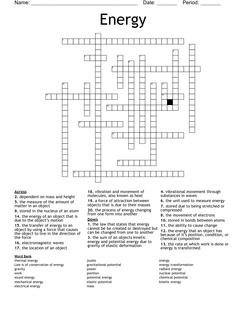 Energy  Crossword