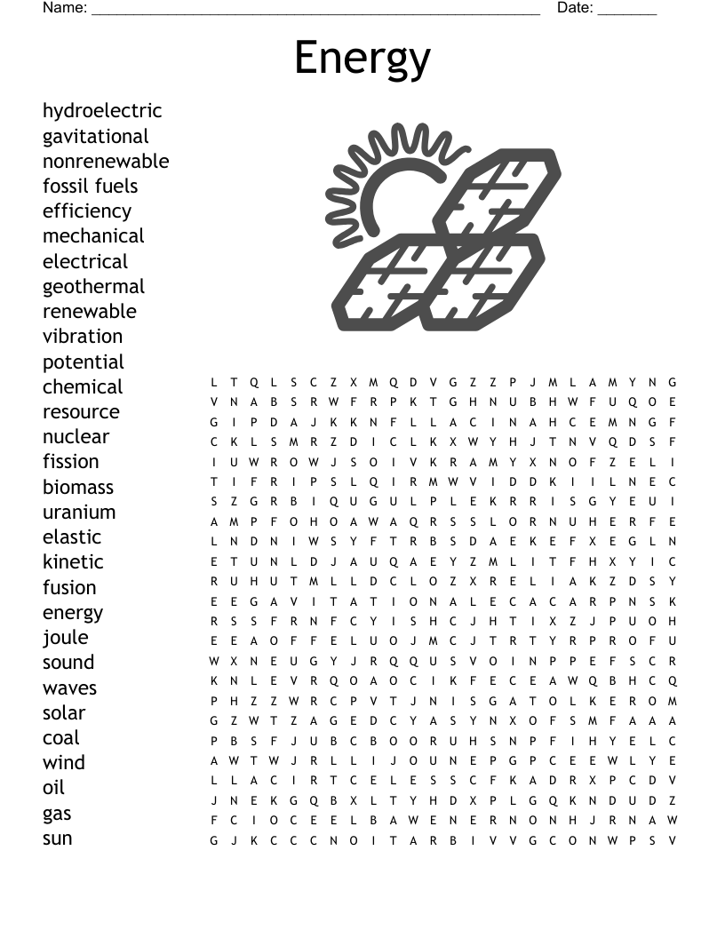 Energy  Word Search