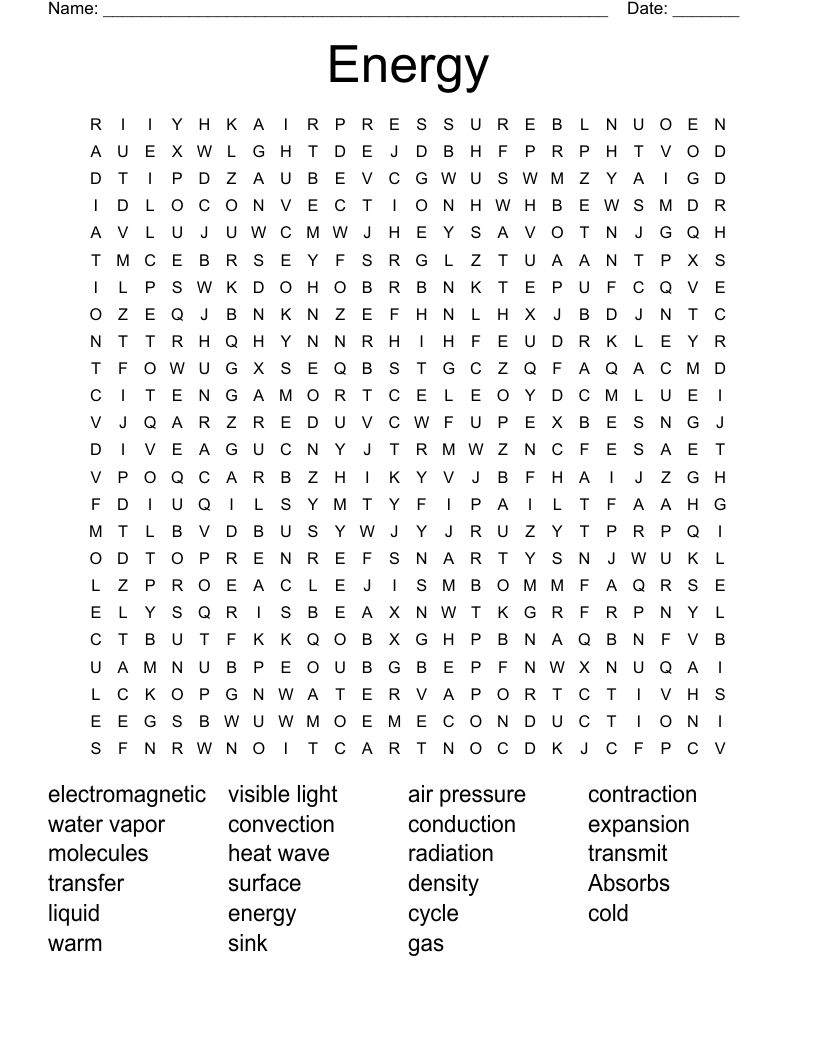 Energy  Word Search