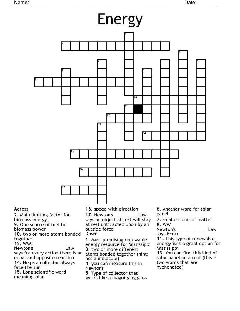 Energy  Crossword