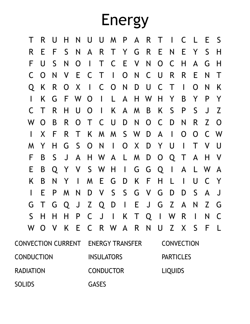 Energy  Word Search