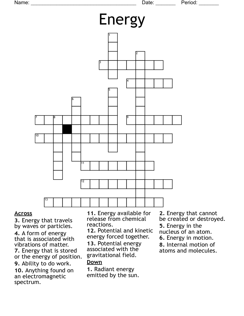 Energy  Crossword