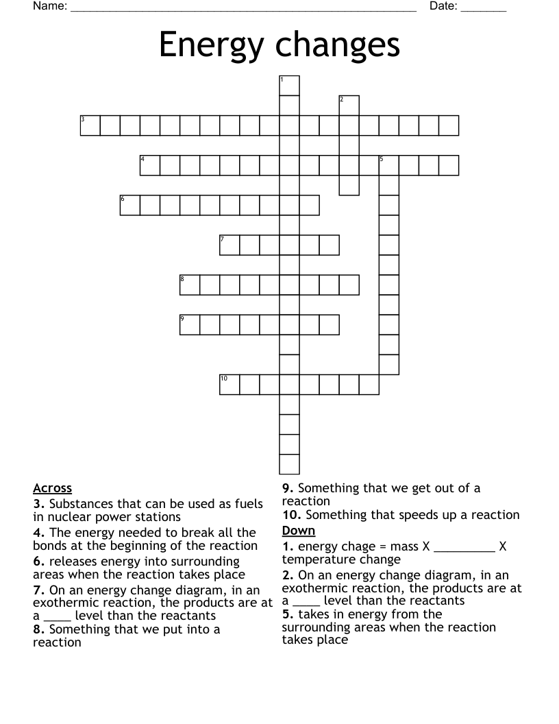 Energy changes Crossword