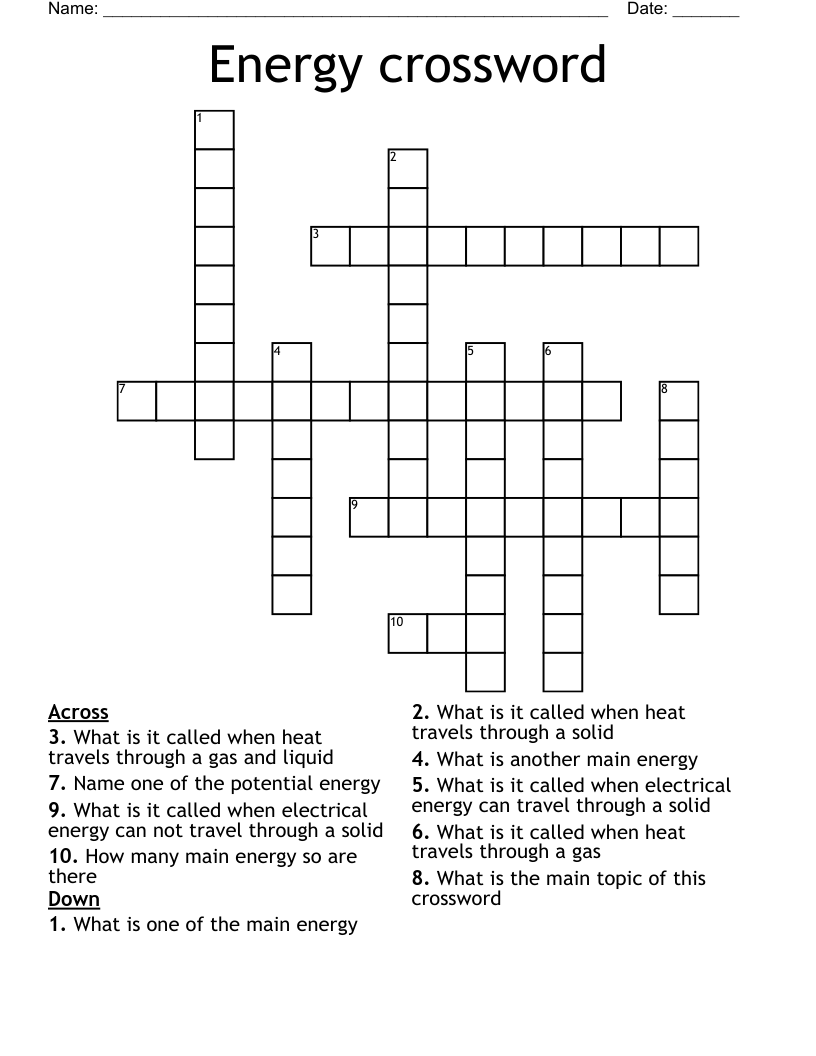 Energy crossword