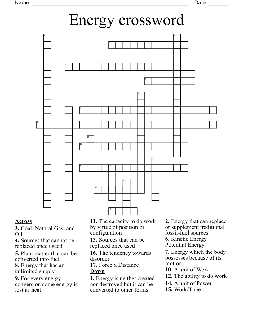 Energy crossword