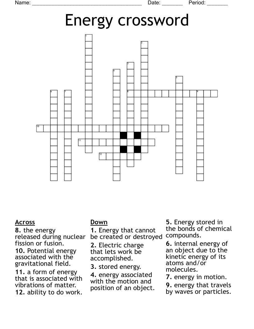 Energy crossword