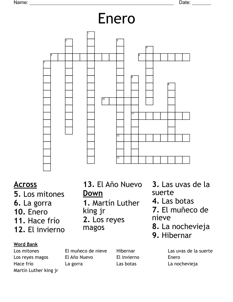 Enero  Crossword