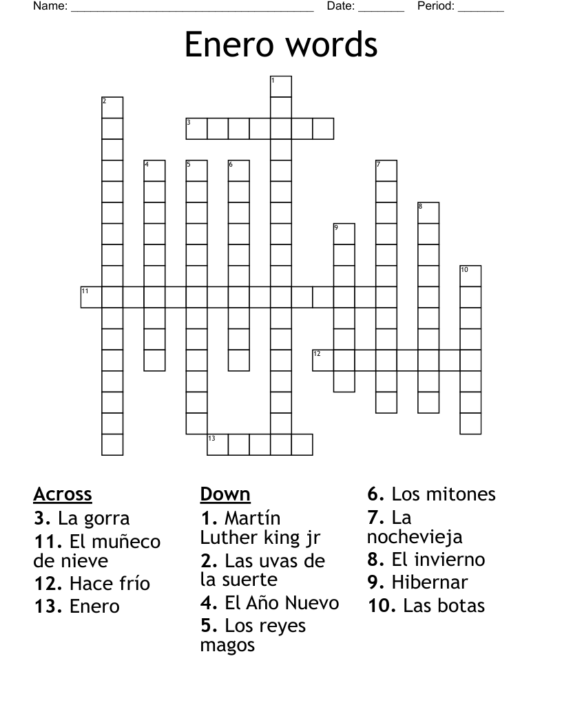 Enero words  Crossword