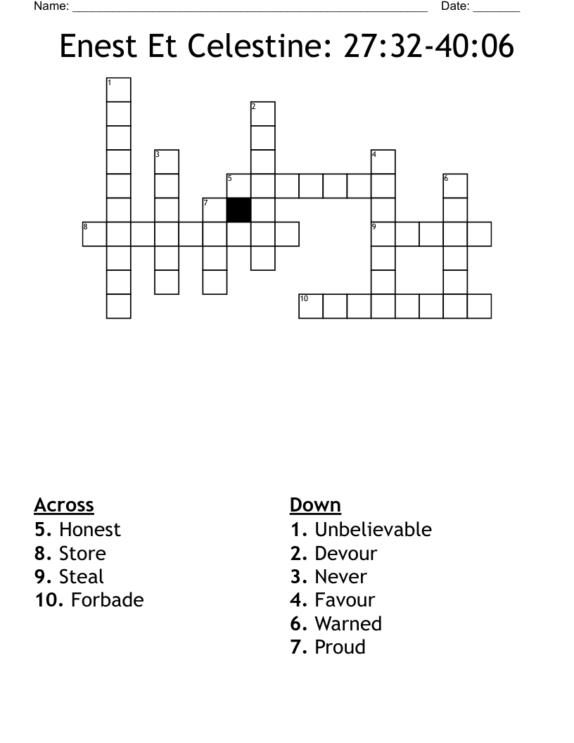 Enest Et Celestine: 27:32-40:06 Crossword