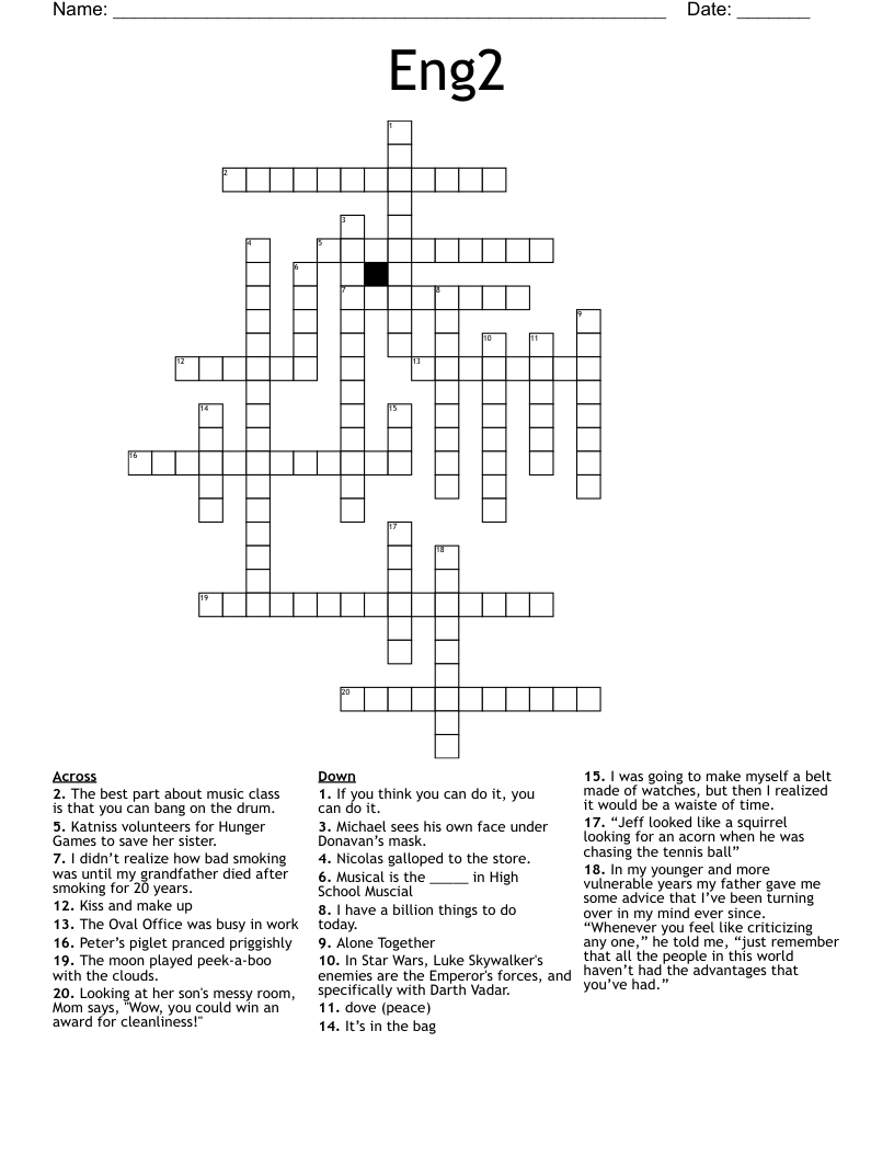 Eng2 Crossword