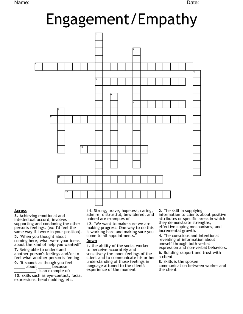 Engagement/Empathy Crossword