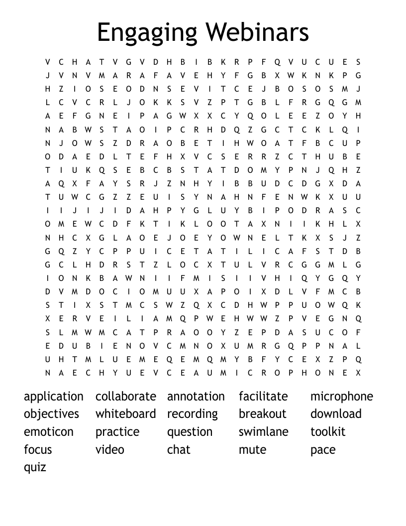 Engaging Webinars Word Search