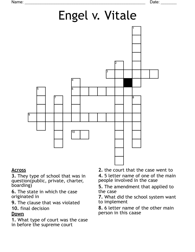 Engel v. Vitale Crossword