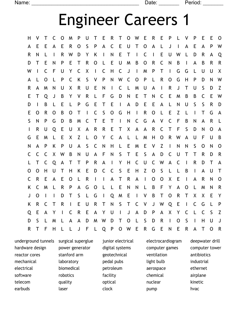 Engineer Careers 1 Word Search