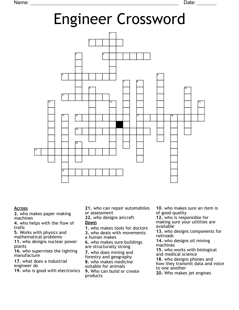 Engineer Crossword