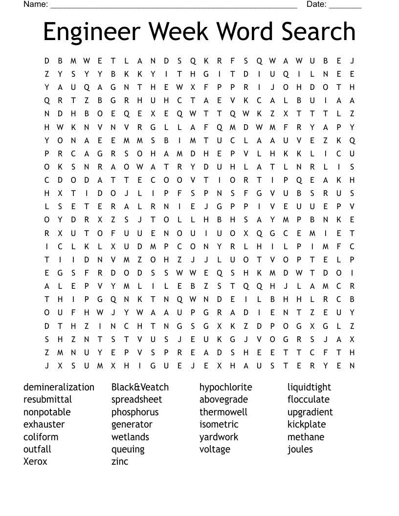 Engineer Week Word Search
