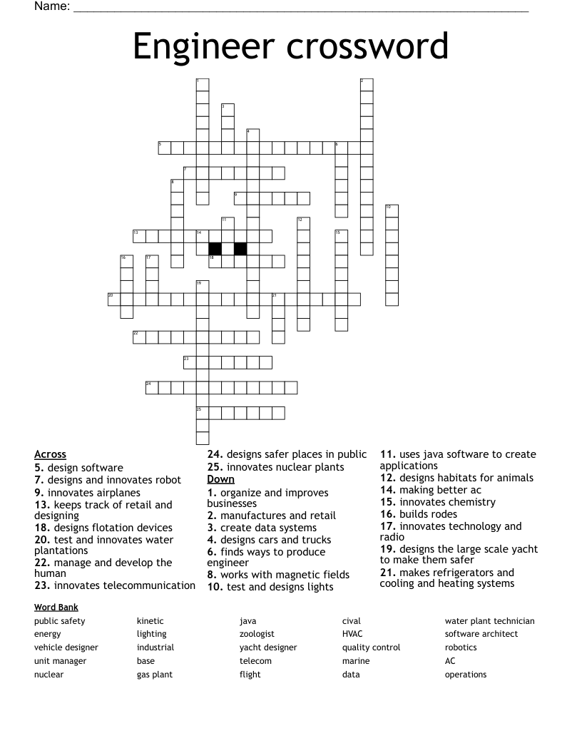Engineer crossword