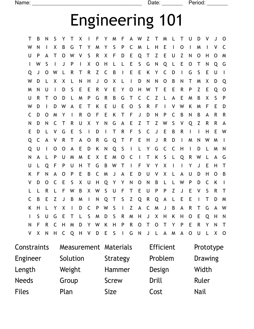 Engineering 101 Word Search