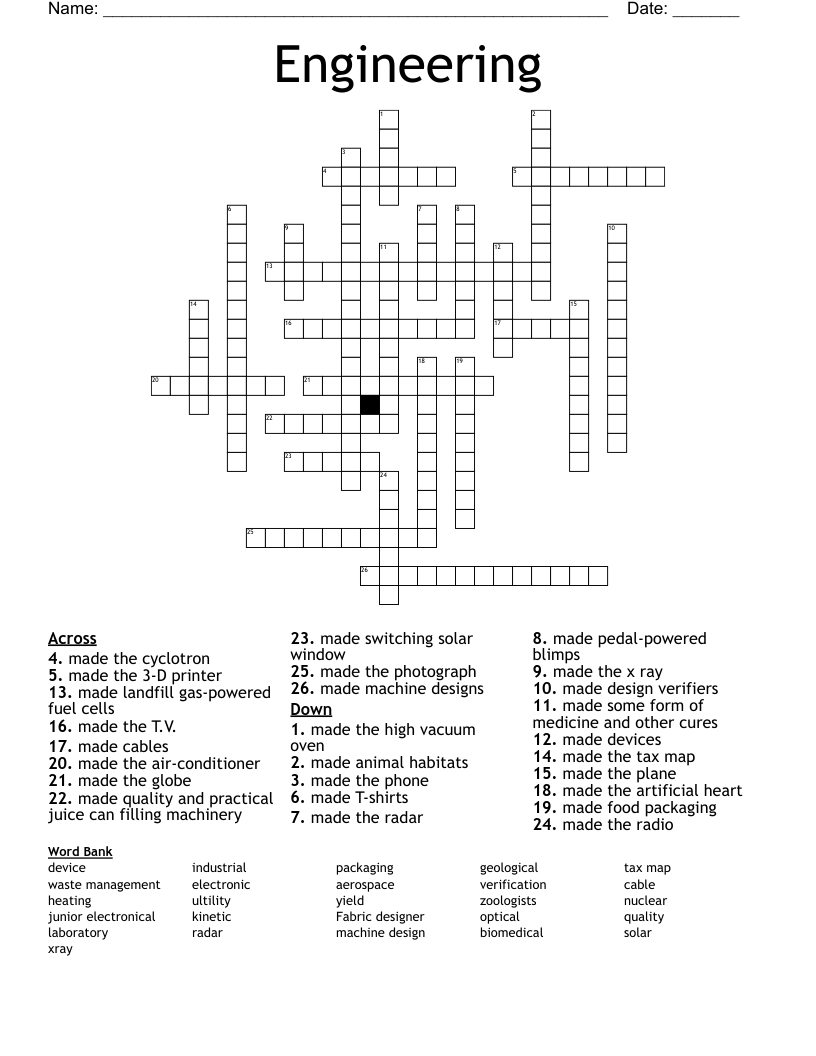 Engineering Crossword