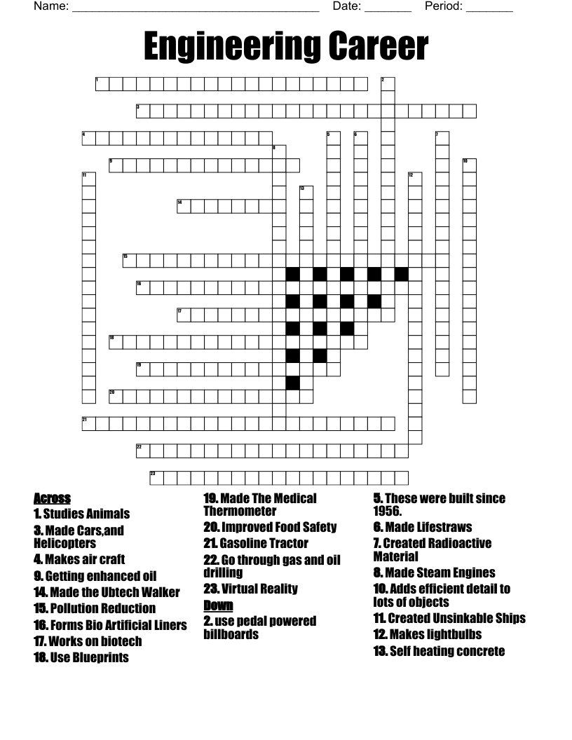 Engineering Career Crossword