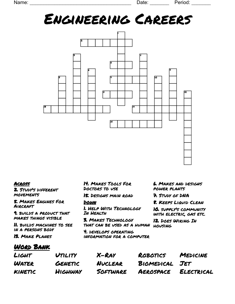 Engineering Careers Crossword