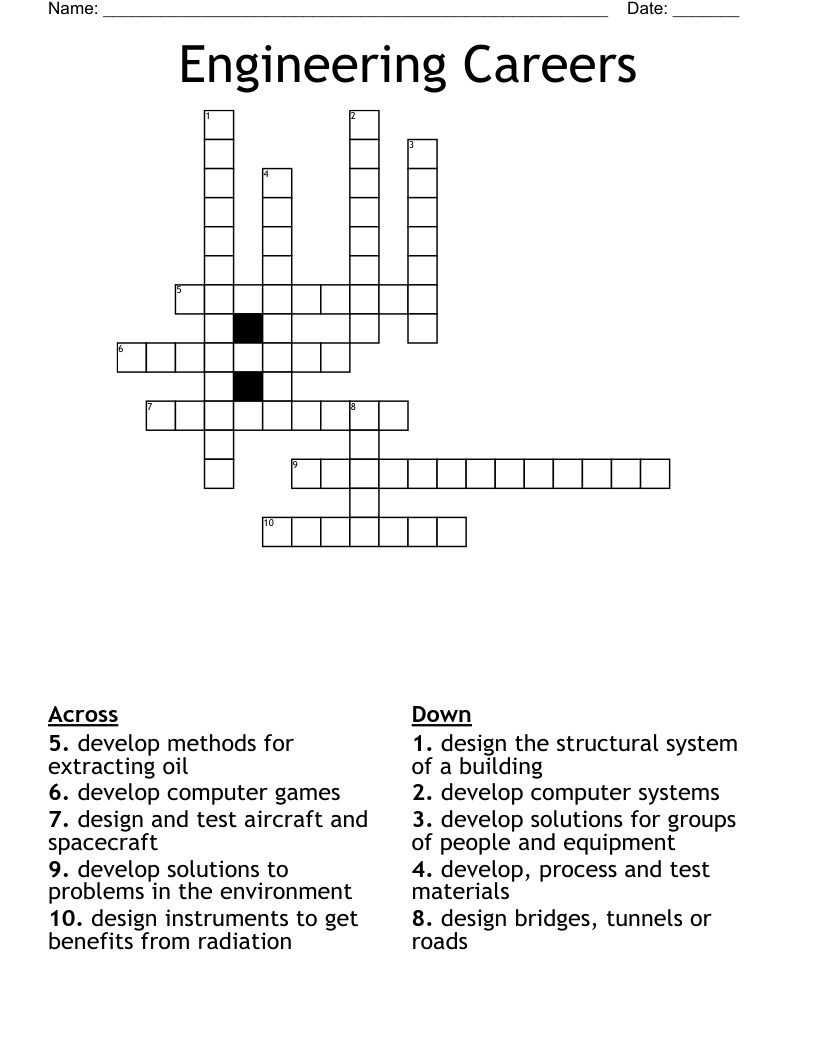 Engineering Careers Crossword