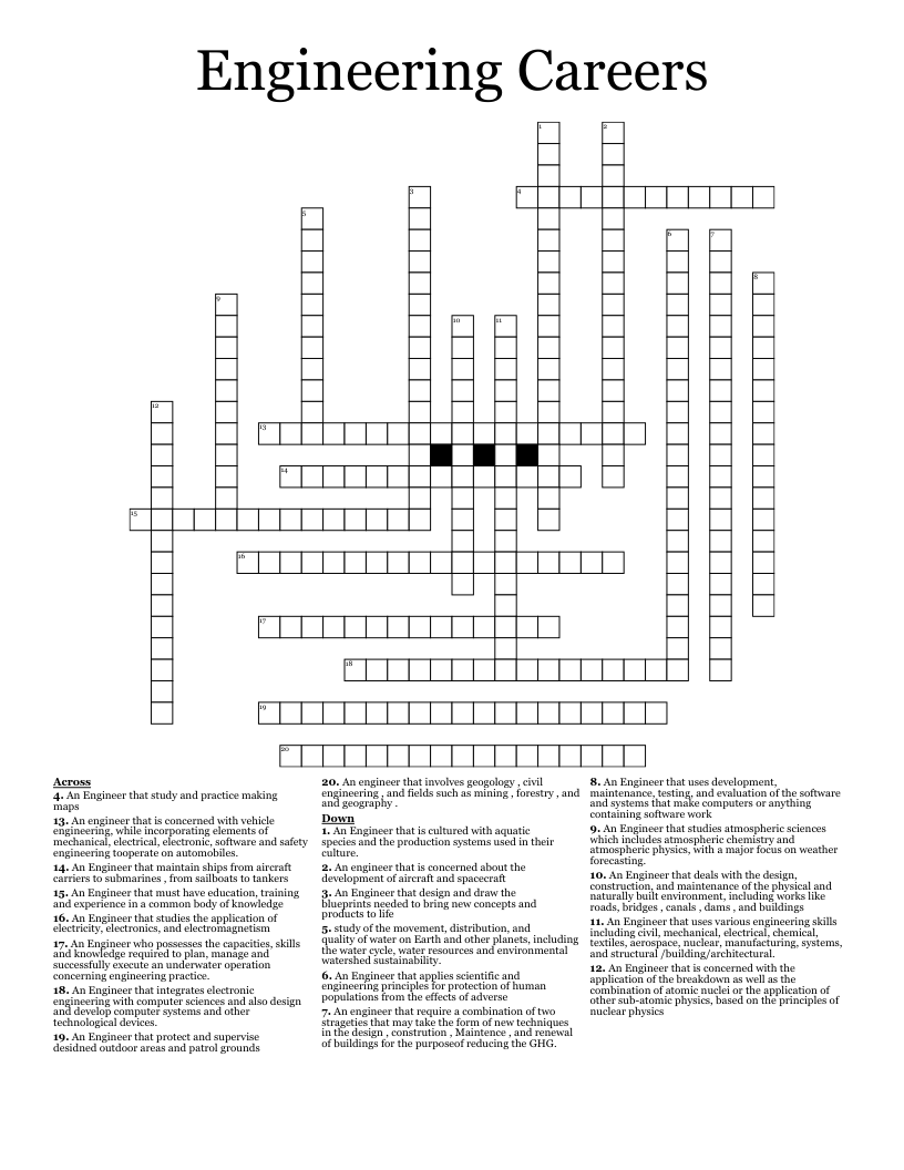 Engineering Careers Crossword