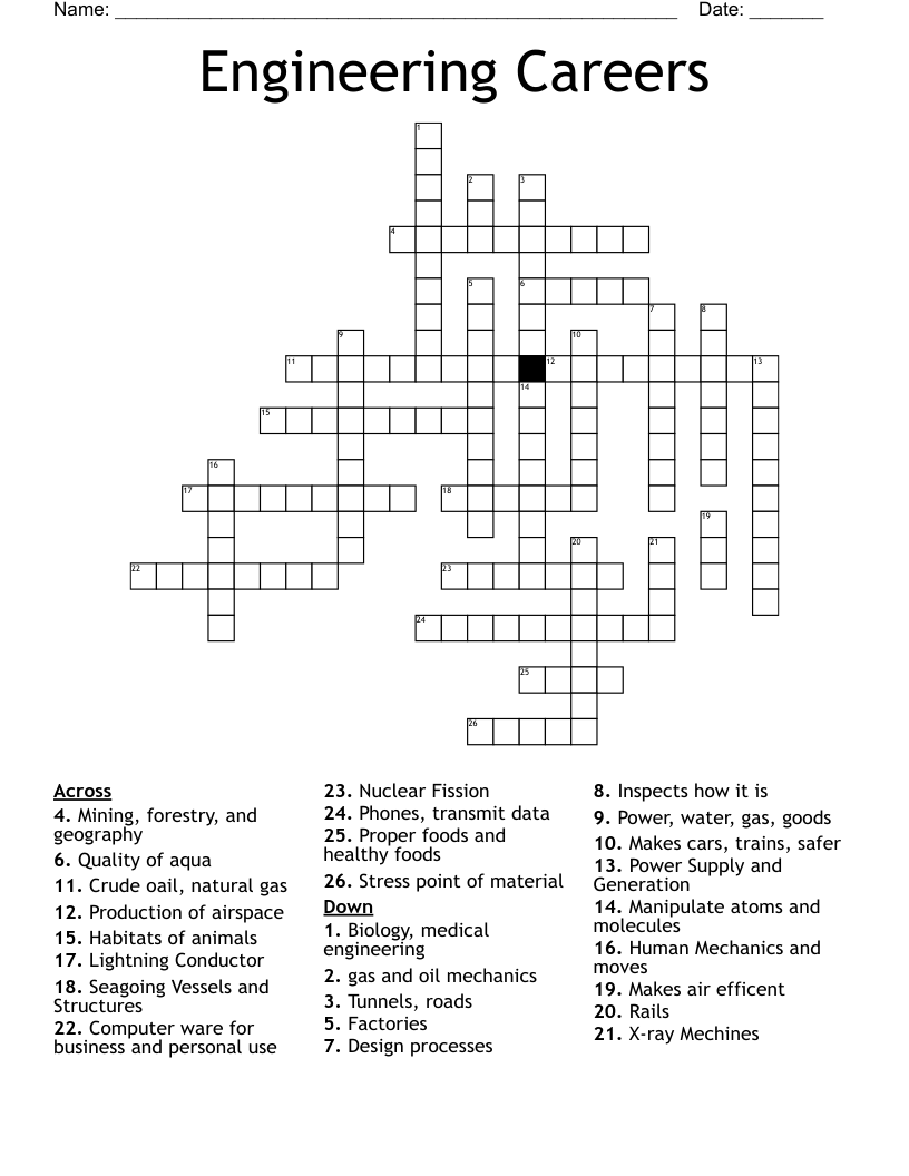 Engineering Careers Crossword