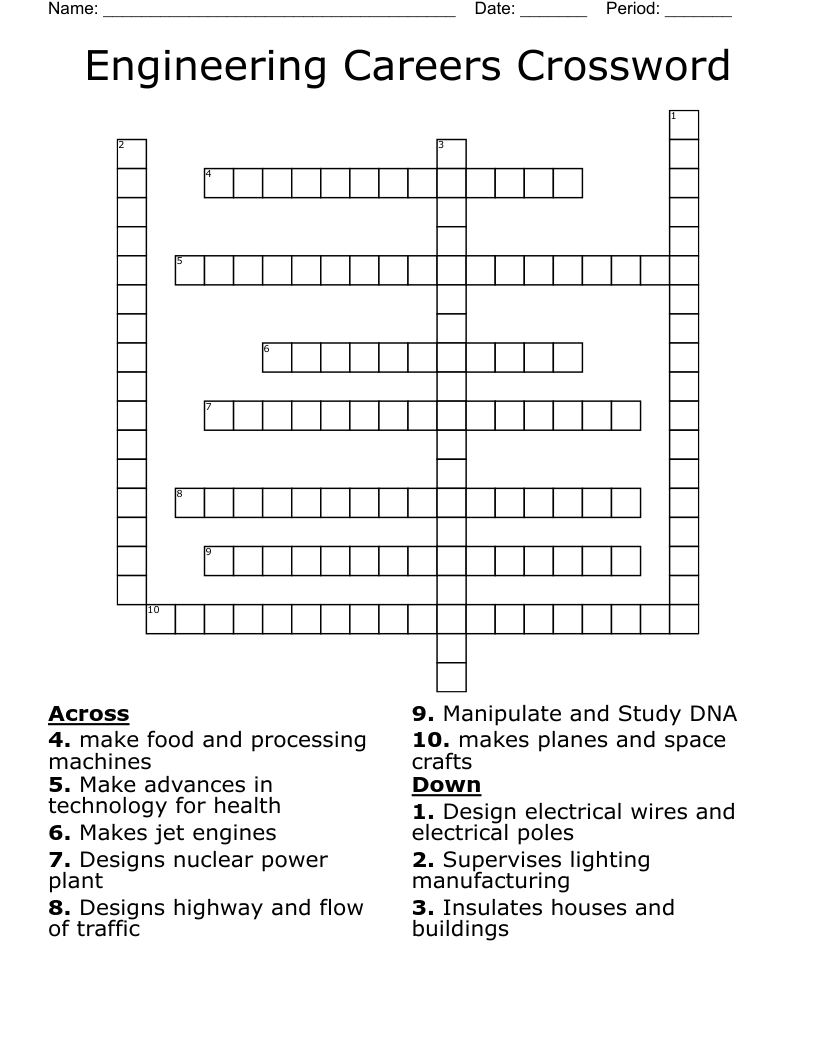Engineering Careers Crossword
