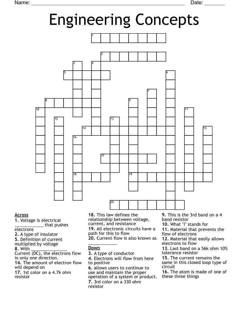 Engineering Concepts Crossword
