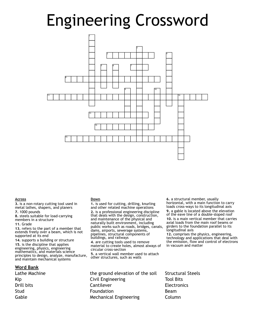 Engineering Crossword