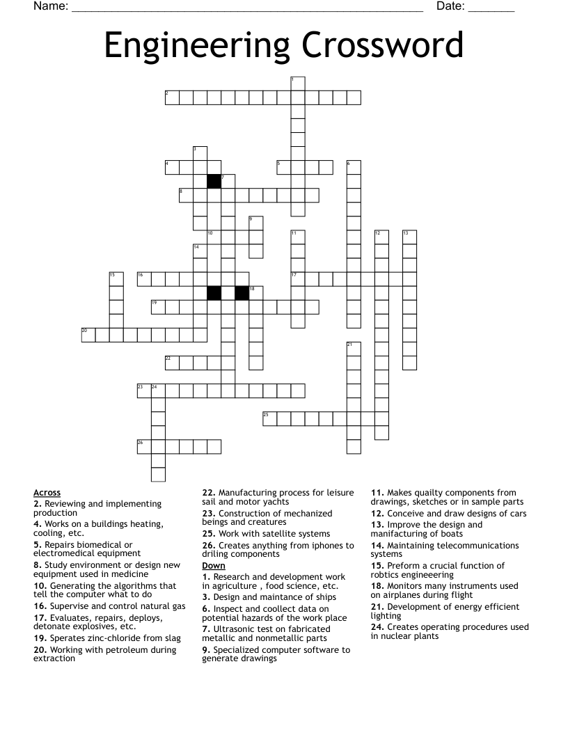 Engineering Crossword