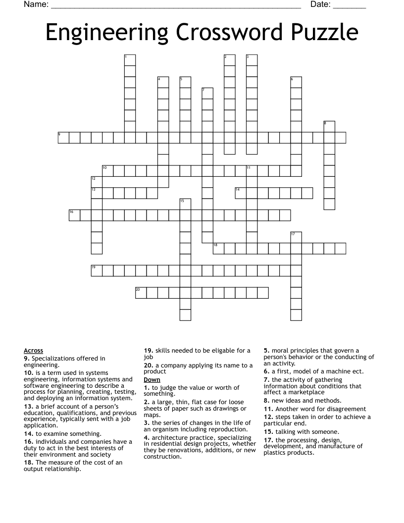 Engineering Crossword Puzzle 