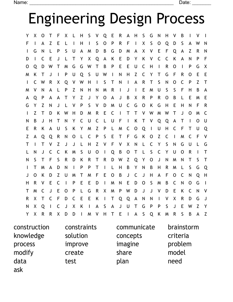 Engineering Design Process Word Search