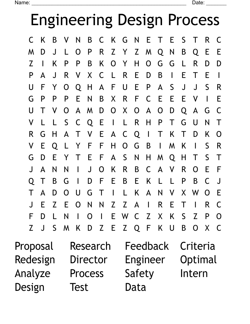 Engineering Design Process Word Search
