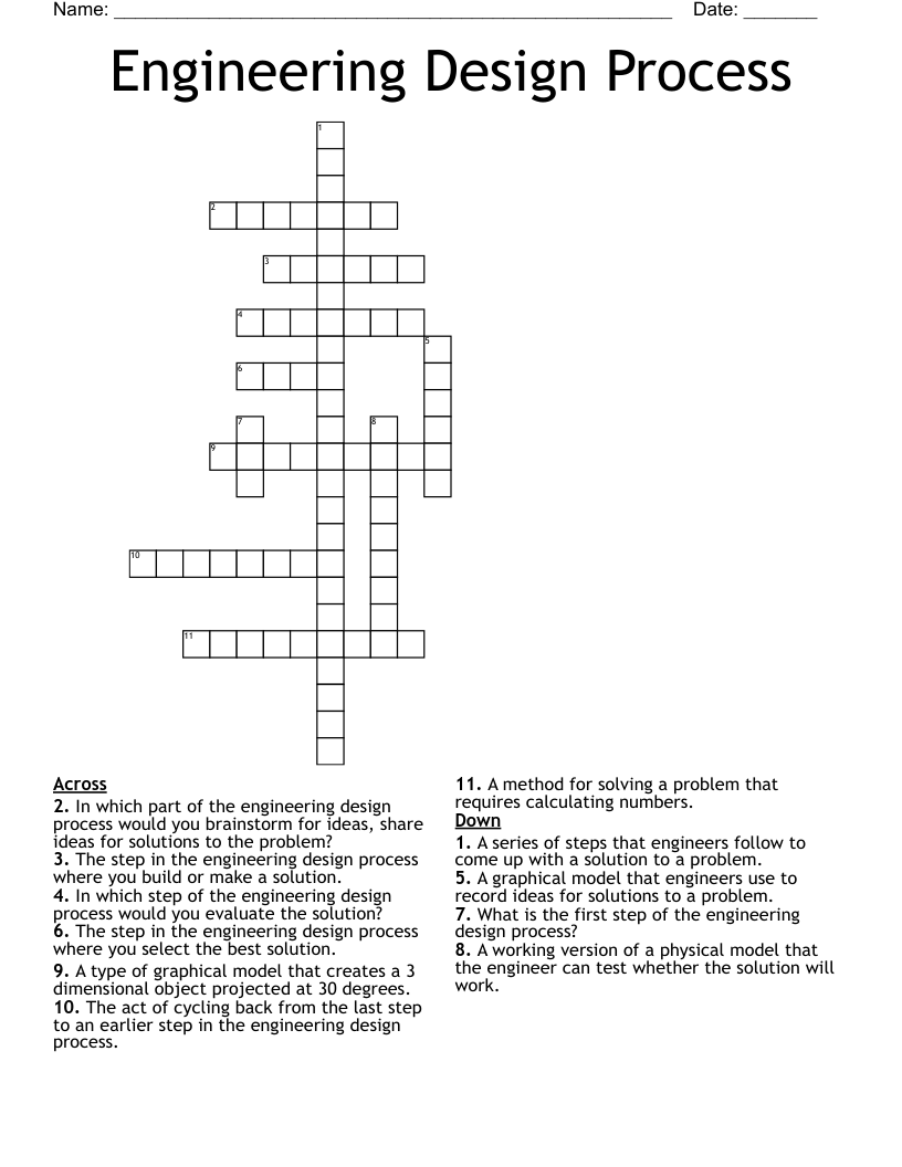 Engineering Design Process Crossword