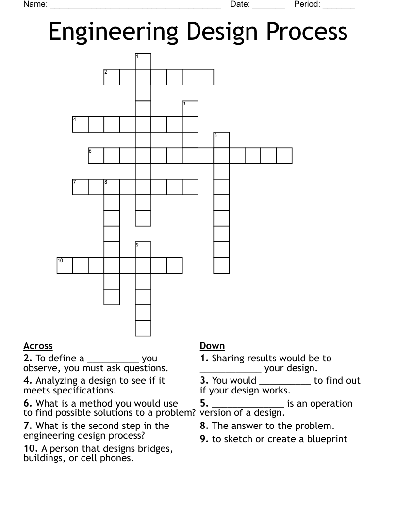 Engineering Design Process Crossword