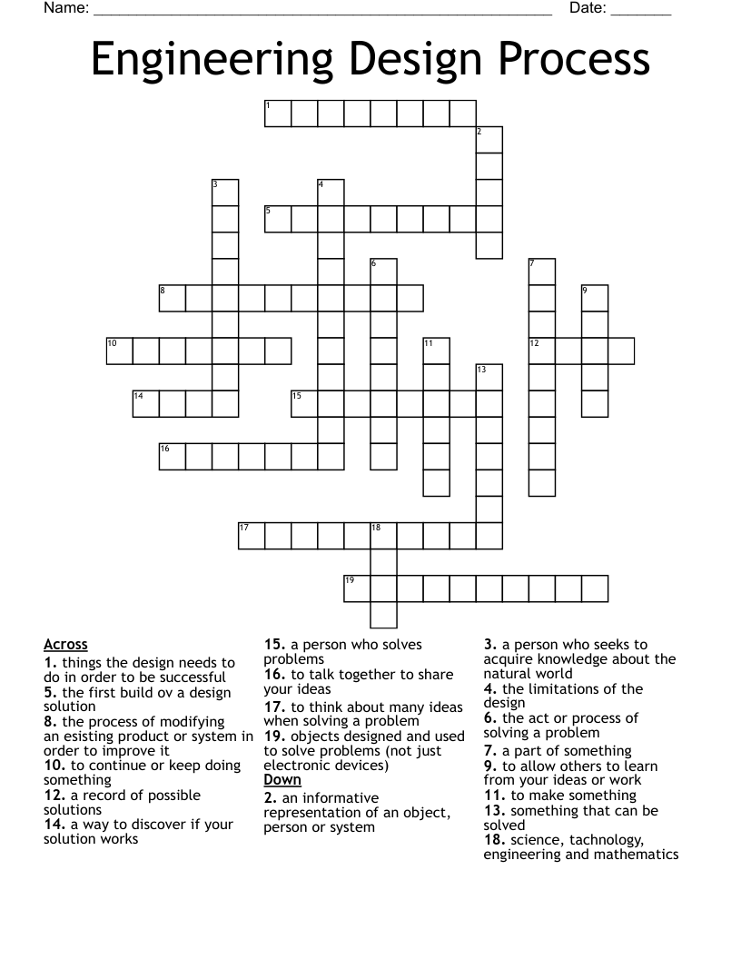 Engineering Design Process Crossword