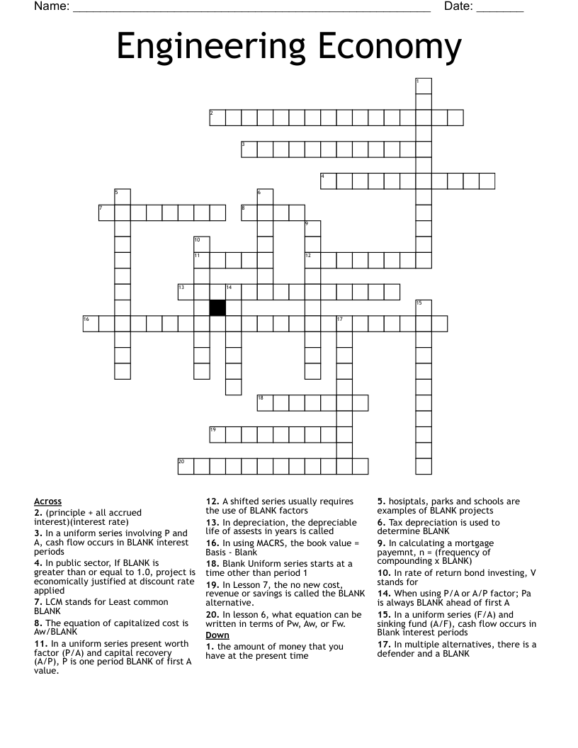 Engineering Economy Crossword