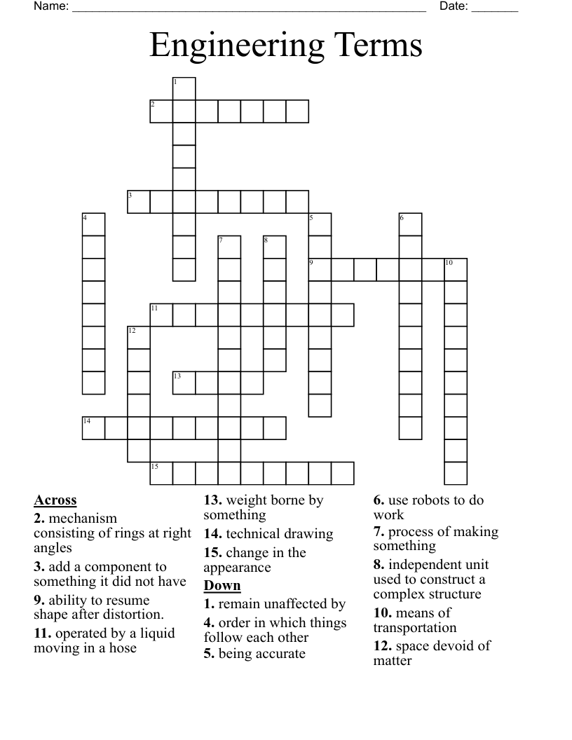 Engineering Terms Crossword