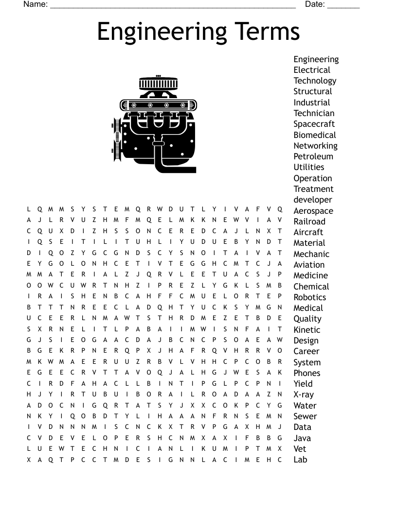 Engineering Terms Word Search