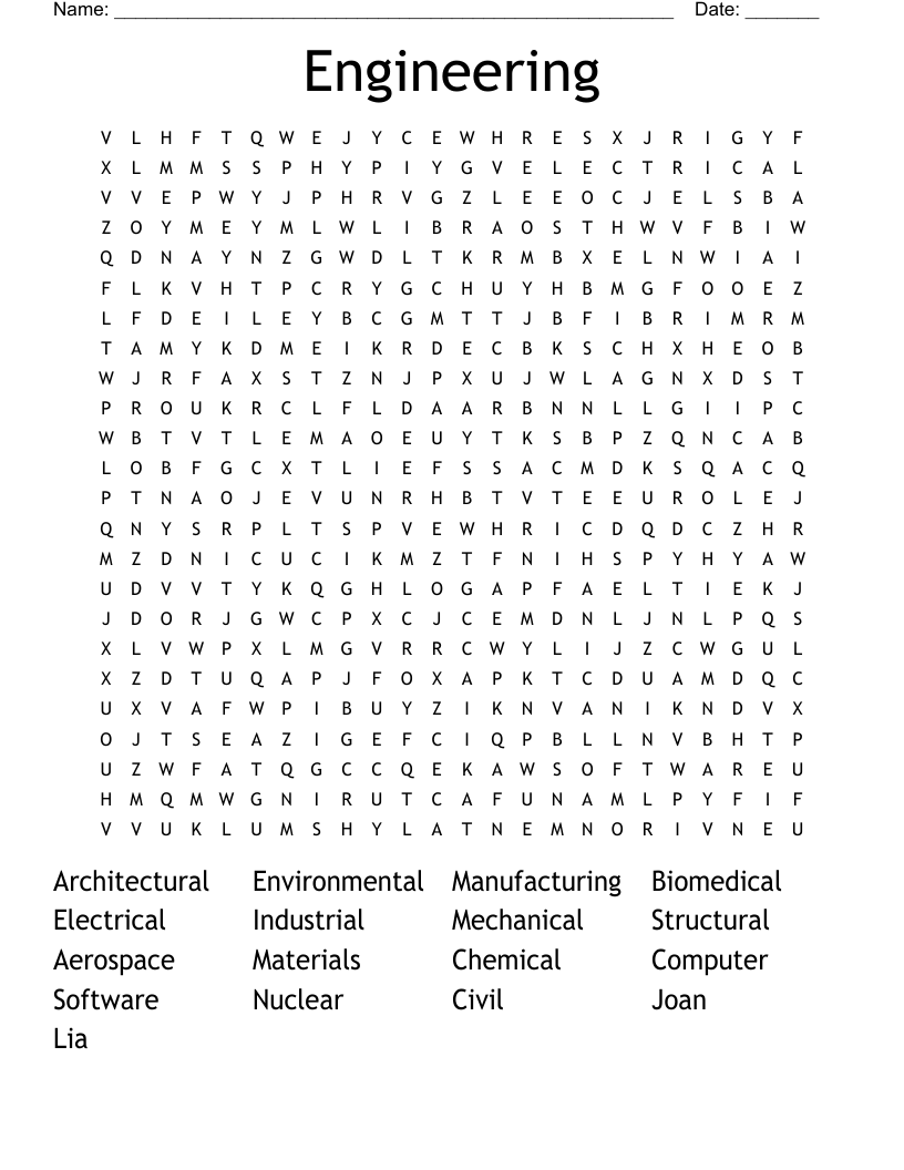 Engineering  Word Search