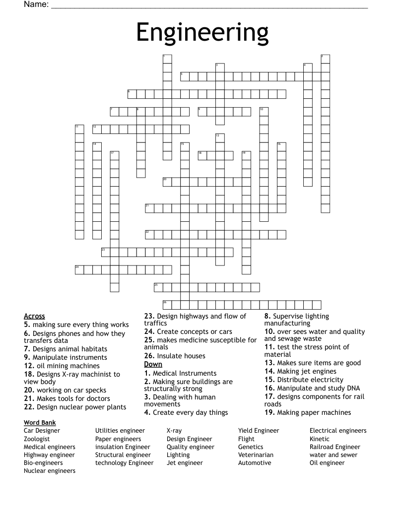 Engineering  Crossword